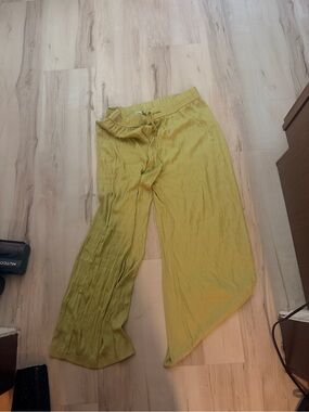 Light Green Wide-Leg Drawstring Pants